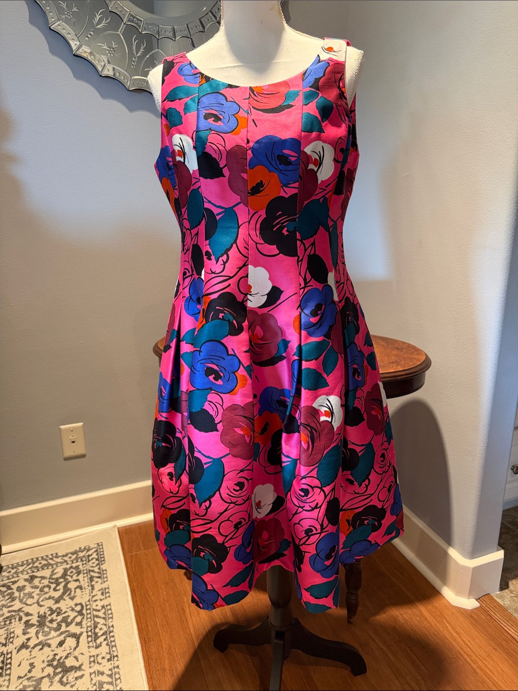 Oscar De La Renta Fit-And-Flare Dress In Bold Pink